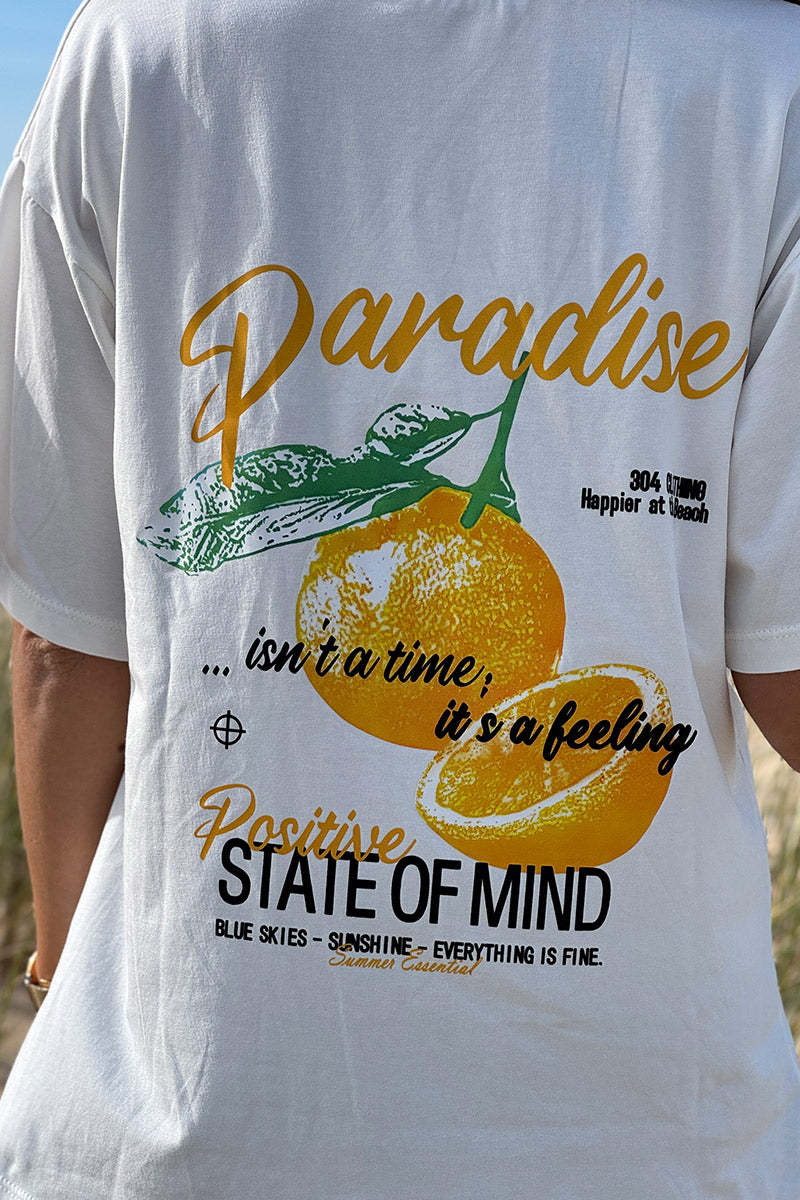 White Citrus Paradise Jersey Tee