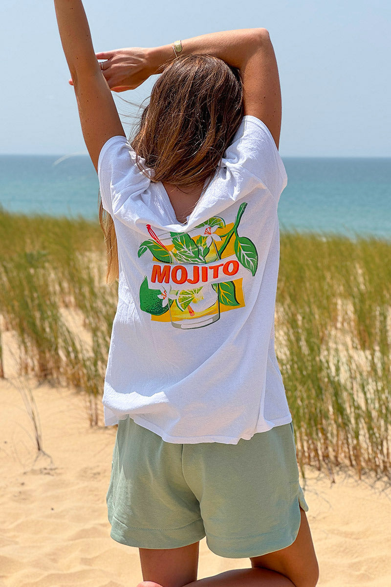 White “Mojito” Cocktail V-Neck Tee
