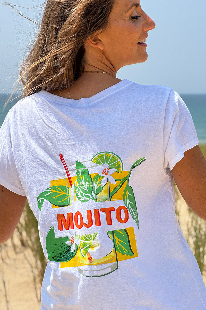White “Mojito” Cocktail V-Neck Tee
