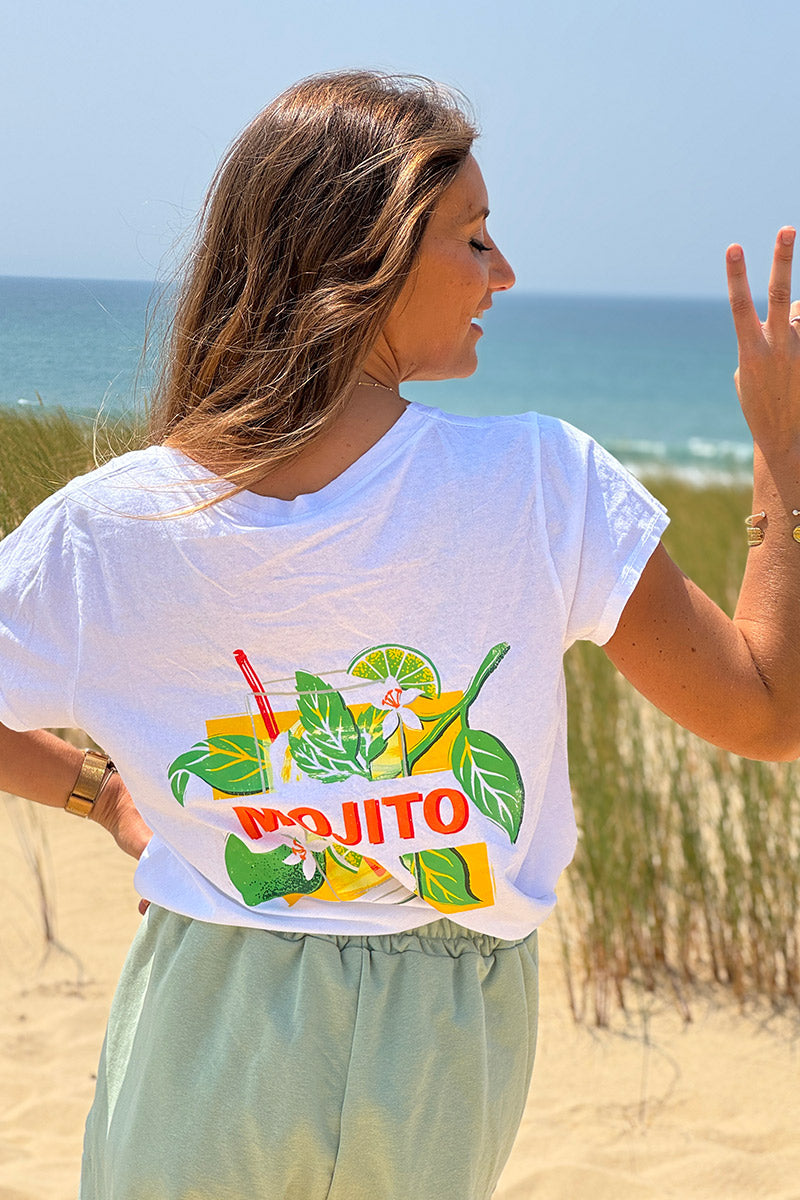 White “Mojito” Cocktail V-Neck Tee