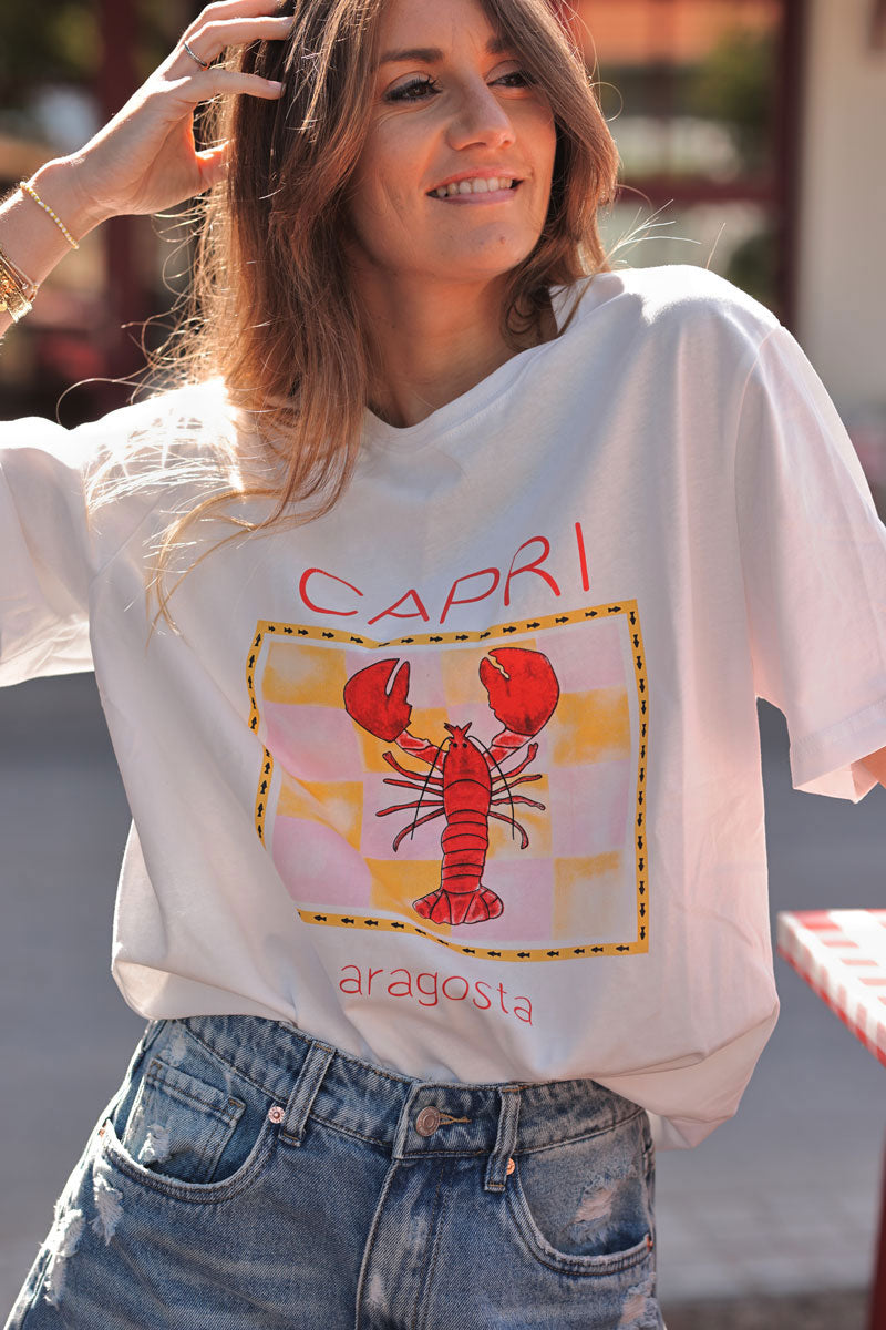 White Capri Lobster Tee
