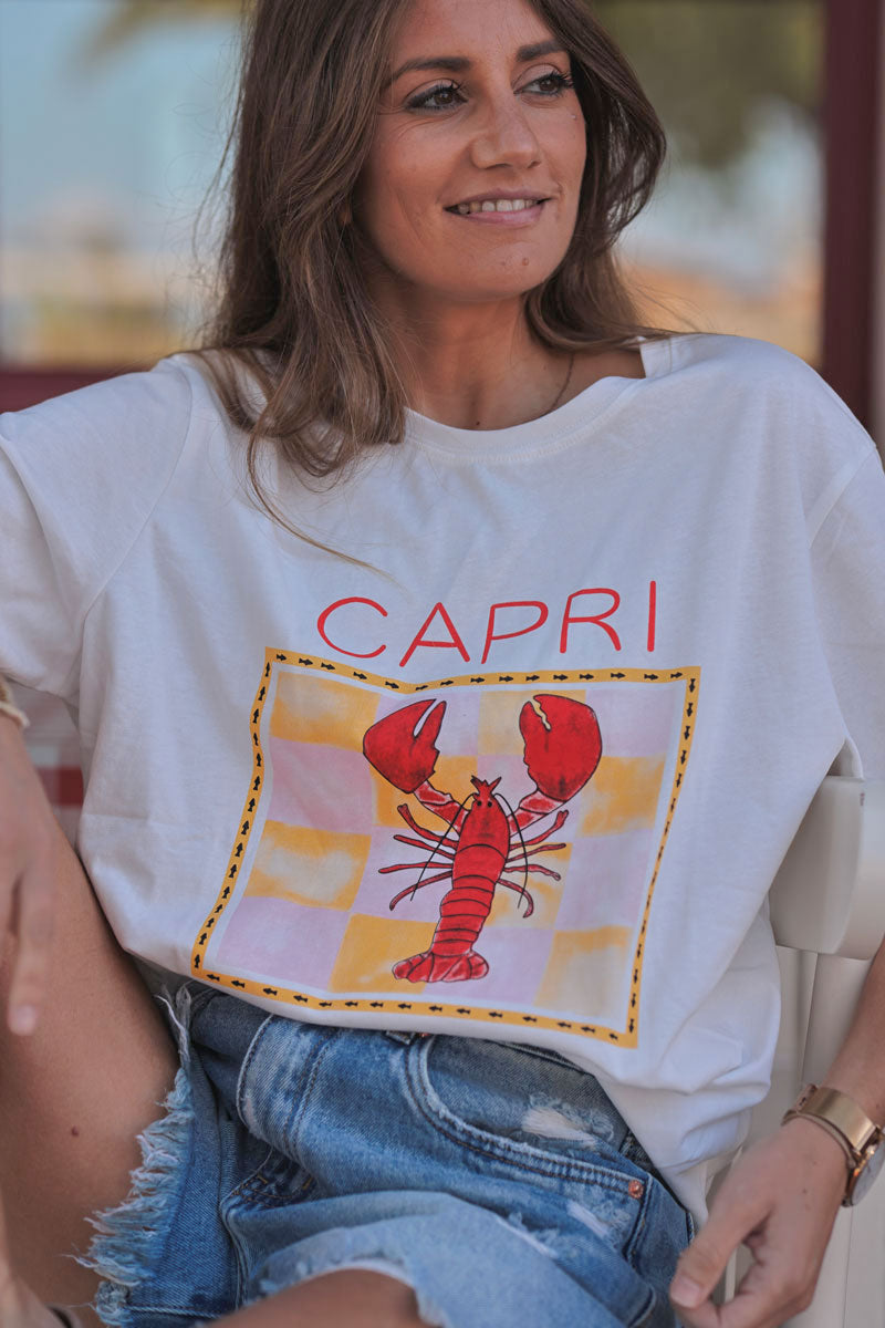 White Capri Lobster Tee