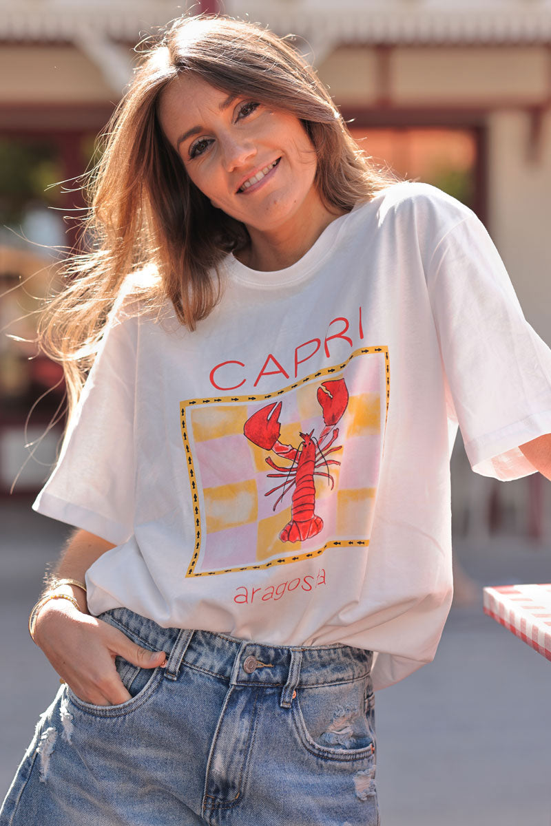 White Capri Lobster Tee