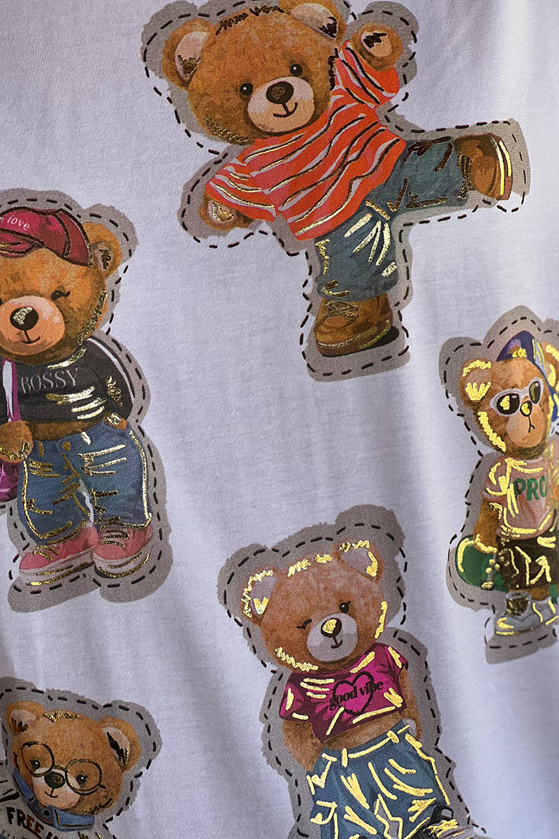 White Vintage Teddy Bears Jersey Tee