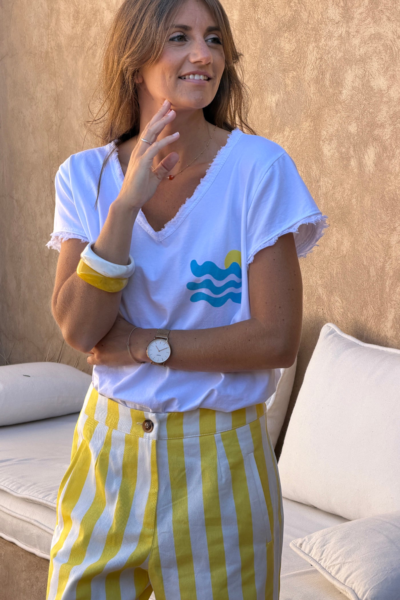 White “Cote d’Azur” Beachy Tee