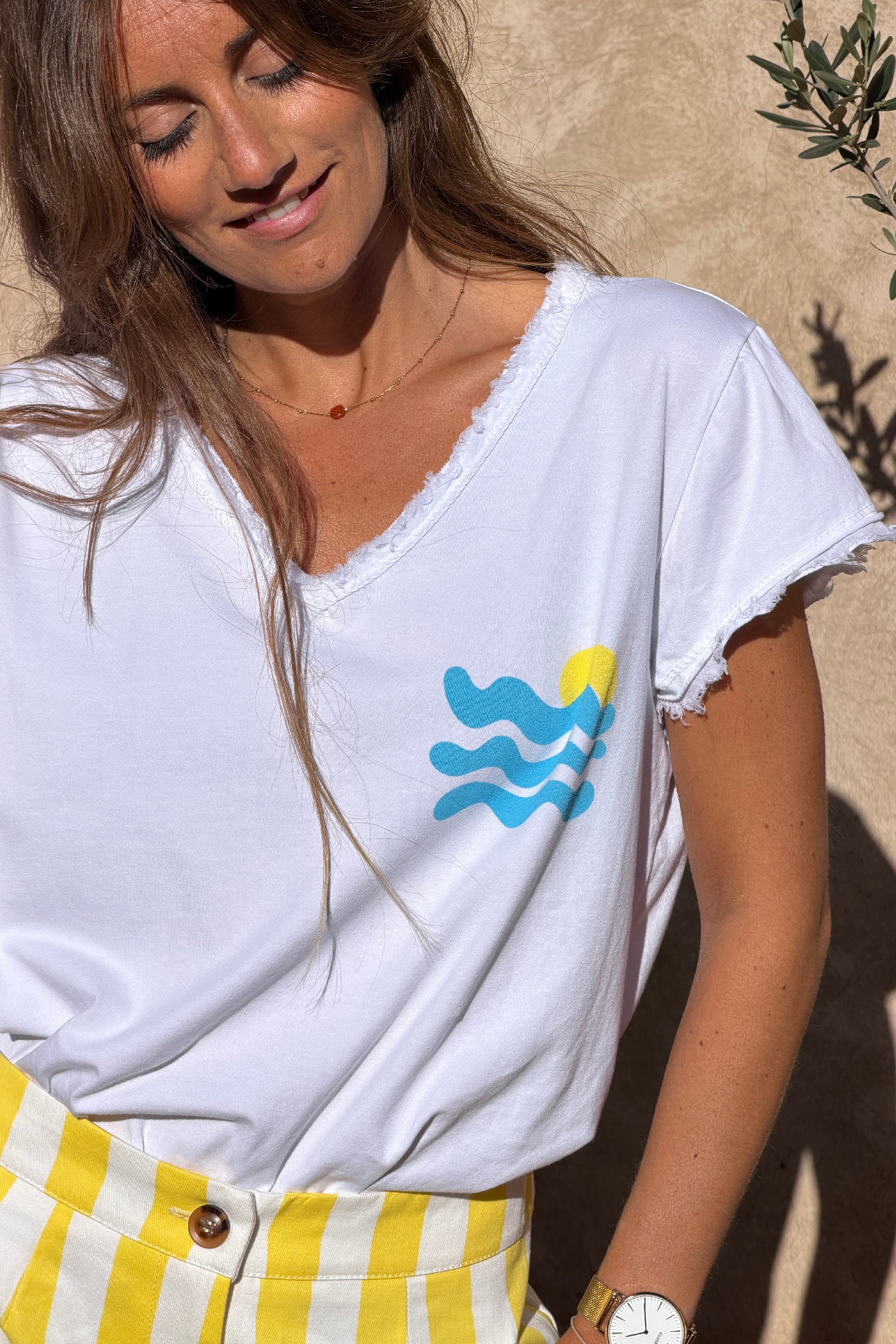 White “Cote d’Azur” Beachy Tee