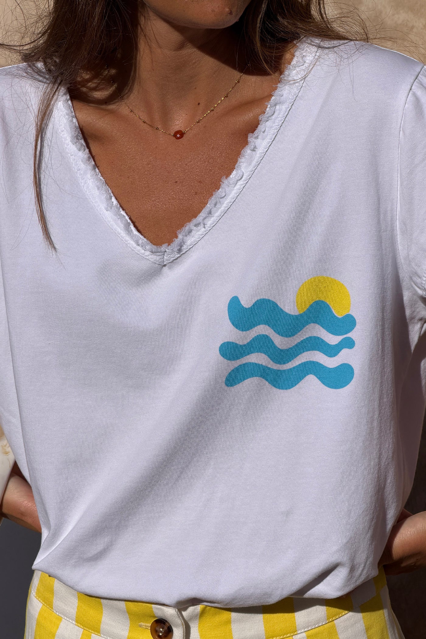White “Cote d’Azur” Beachy Tee