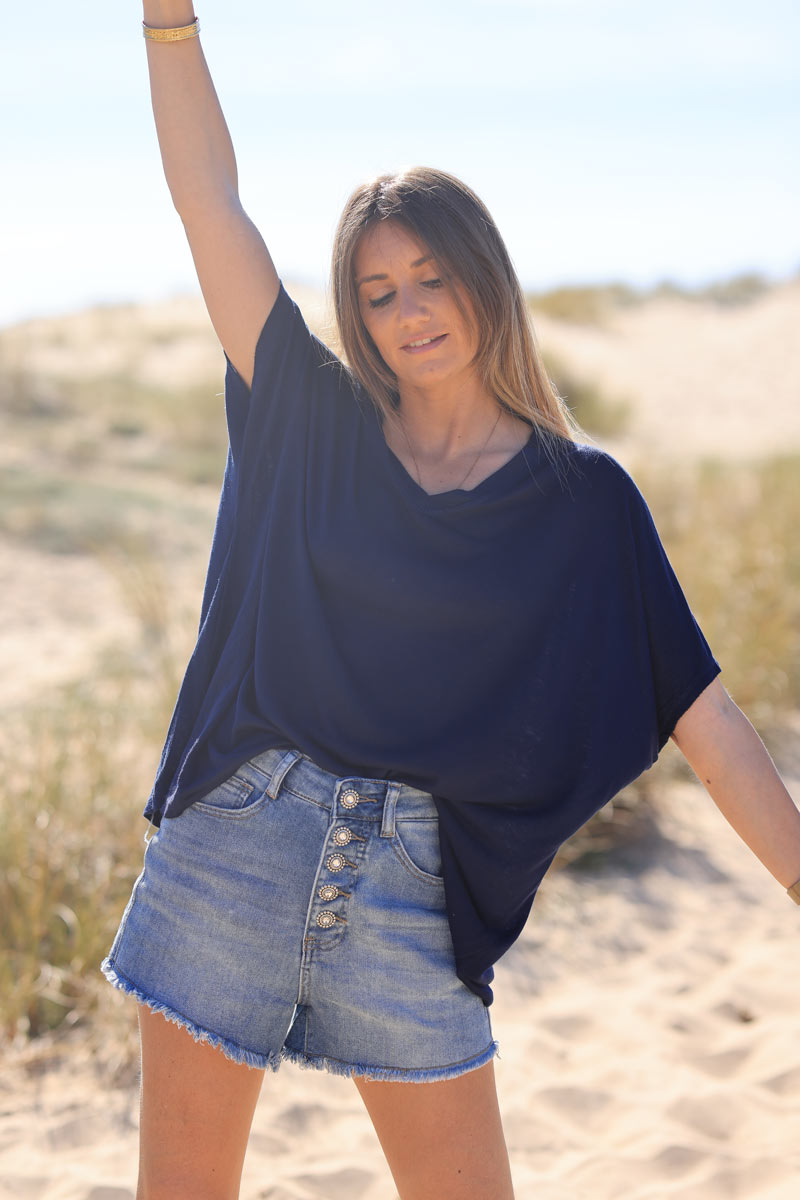 Minetom T-Shirt Femme Manches Chauve-Souris Casual Eté Tops Col Rond Minetom T-Shirt Femme Manches Chauve-Souris Casual Eté Tops Col Rond