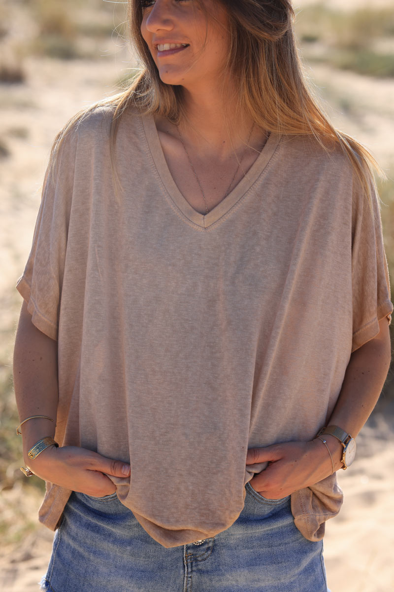Camel relaxed fit batwing super soft t-shirt