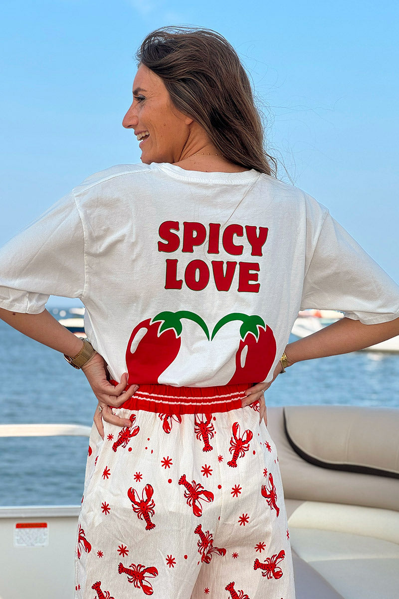 White “Spicy Love” Hot Pepper Heart Tshirt
