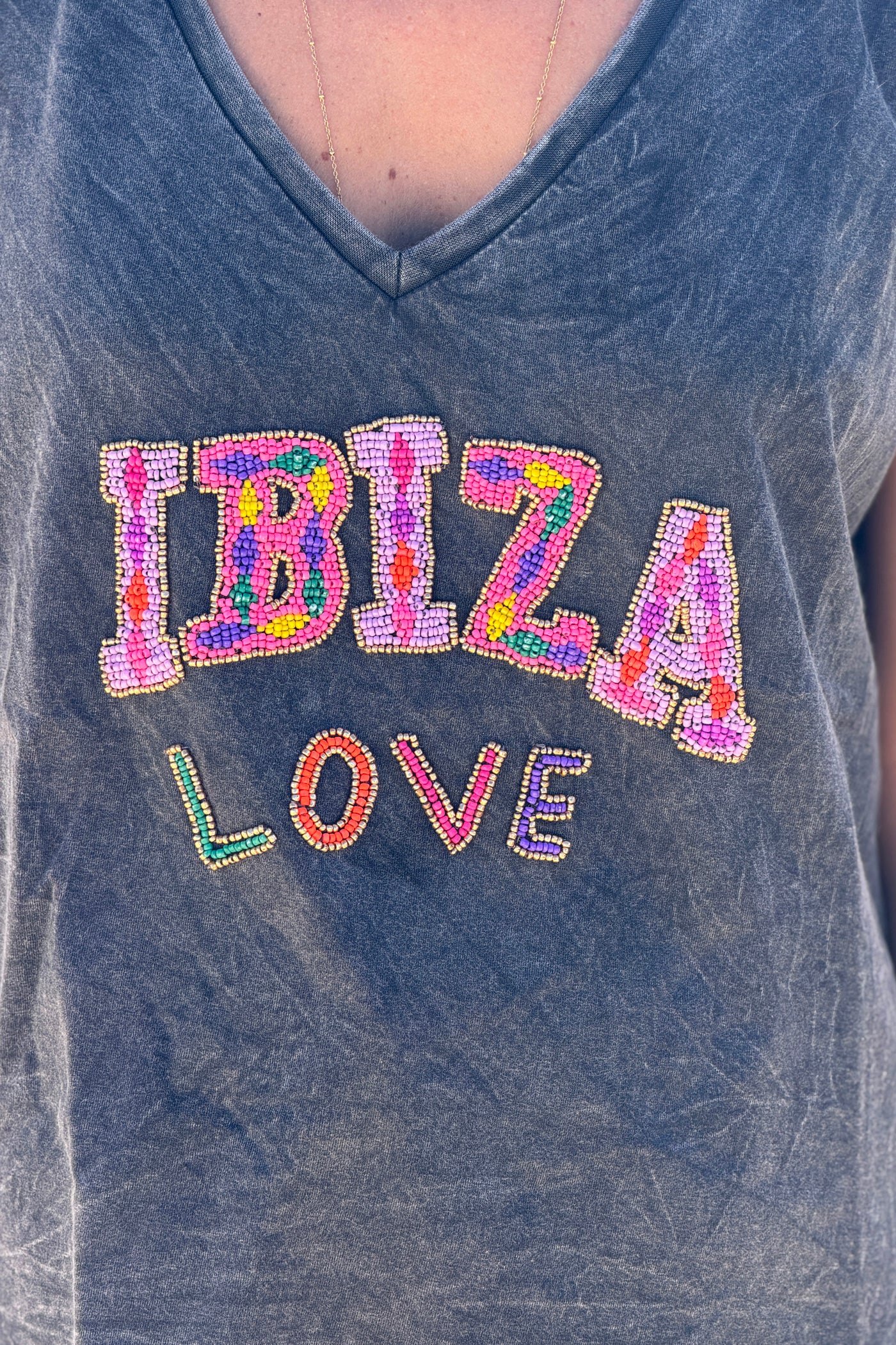 Heather Gray “Ibiza Love” Beaded Vintage Tee