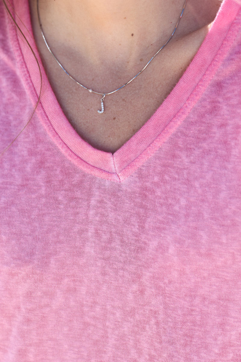T-shirt fuchsia souple large et loose manches courtes chauve souris