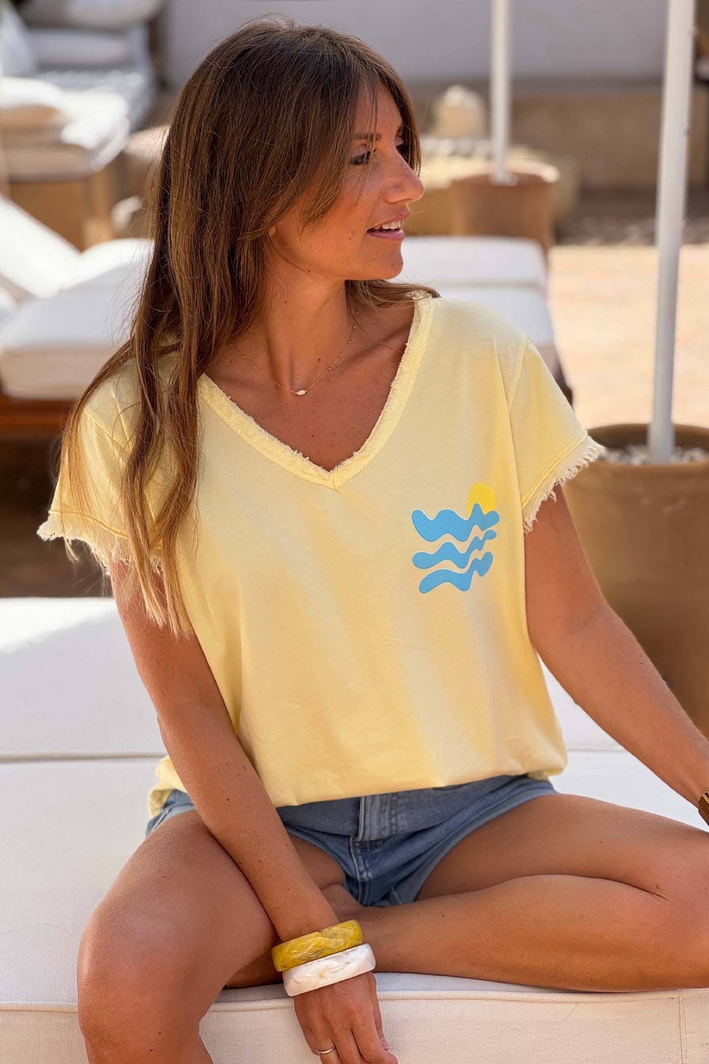 Butter Yellow “Cote d’Azur” Beachy Tee
