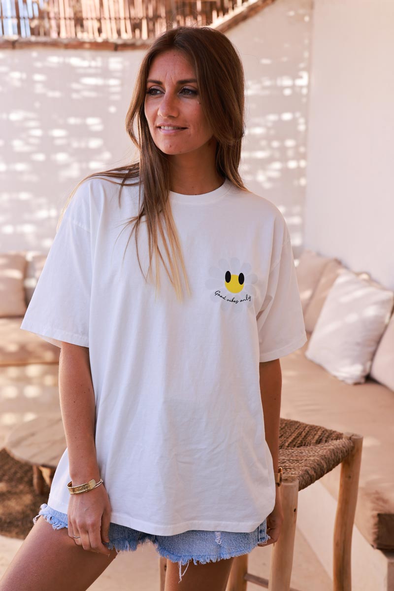Off white Good Vibes Only Daisy Tee