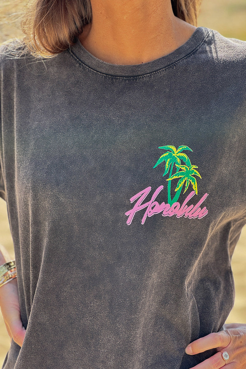 Black Honolulu Screen Print Tee