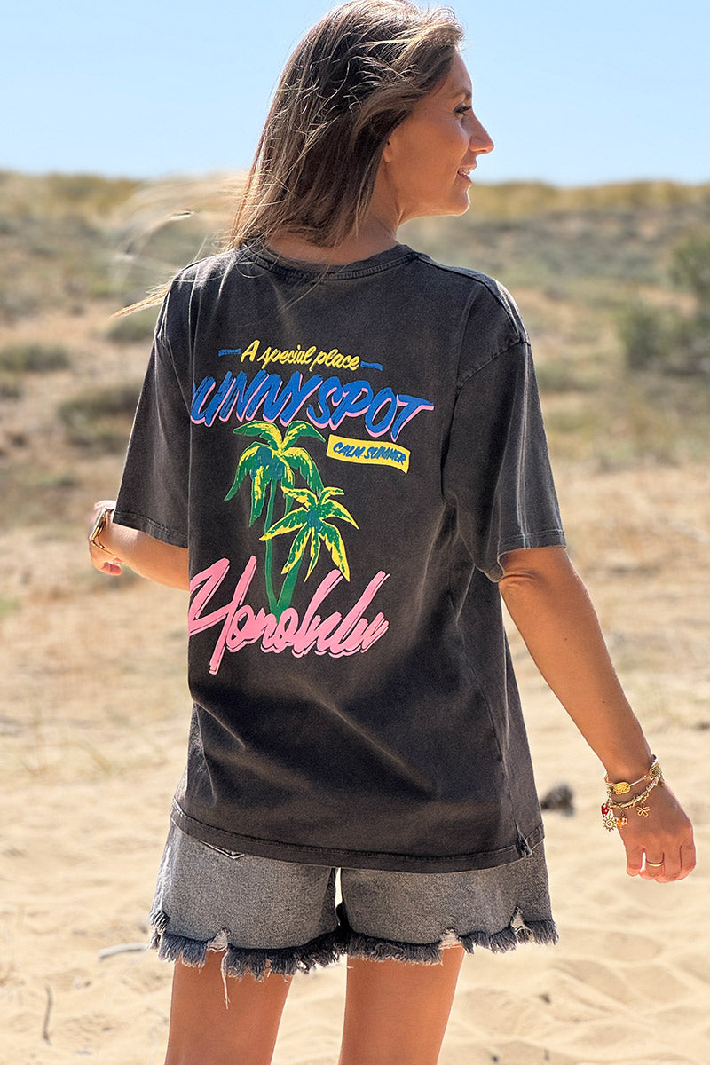 Black Honolulu Screen Print Tee