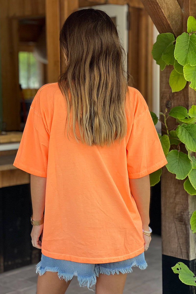 T-shirt orange flash en coton inscription CIAO jaune