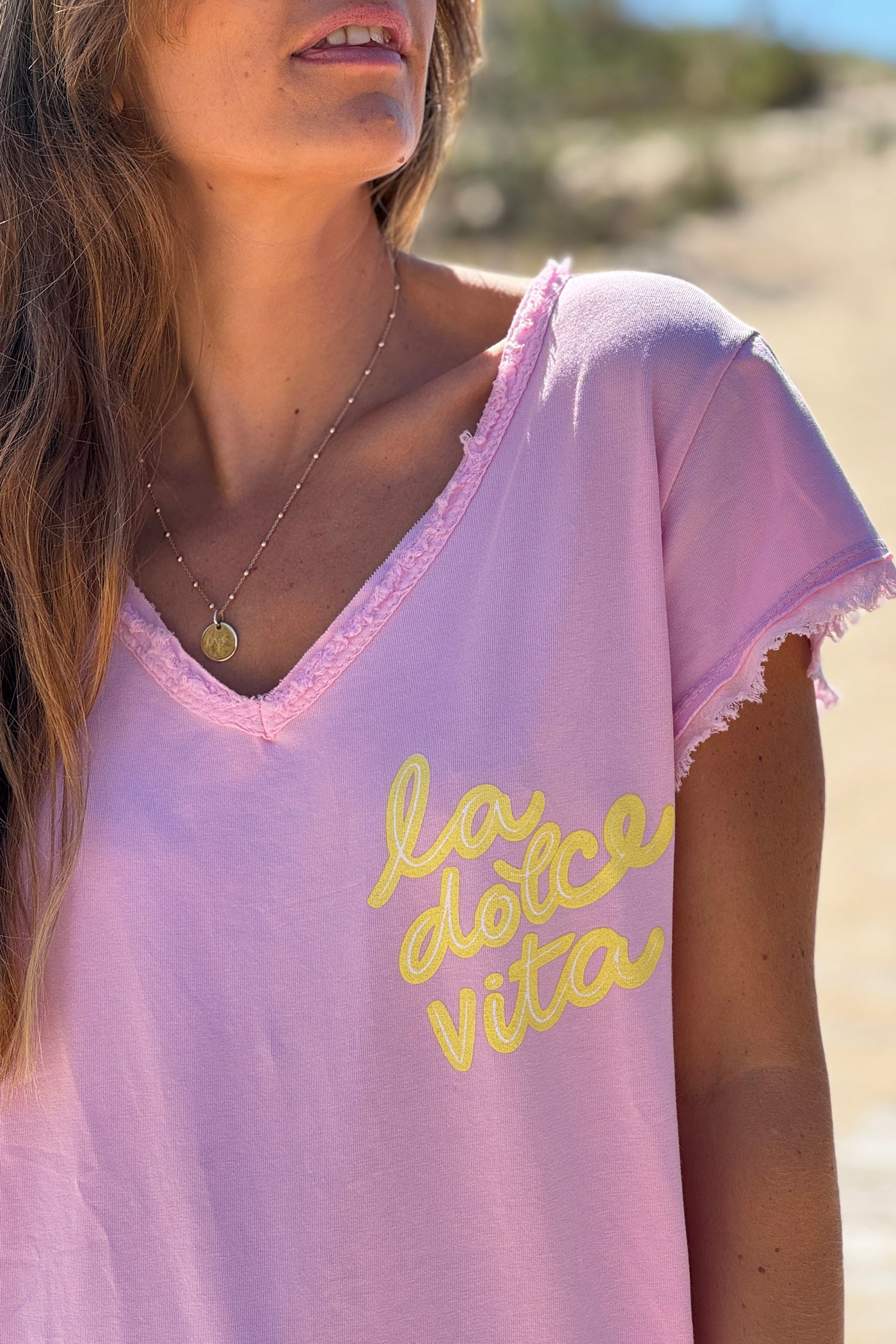 Tshirt rose Dolce Vita finitions franges