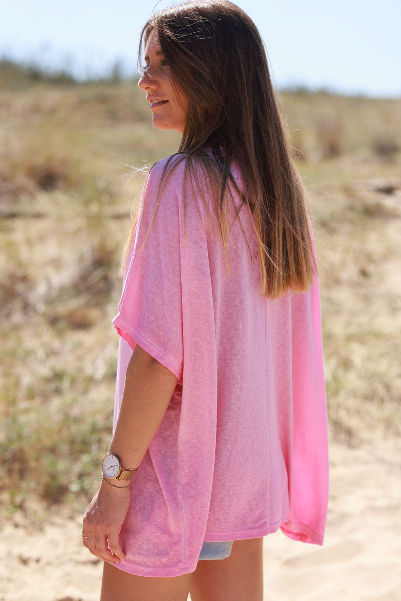 Pink Relaxed Fit Batwing Super Soft T-Shirt