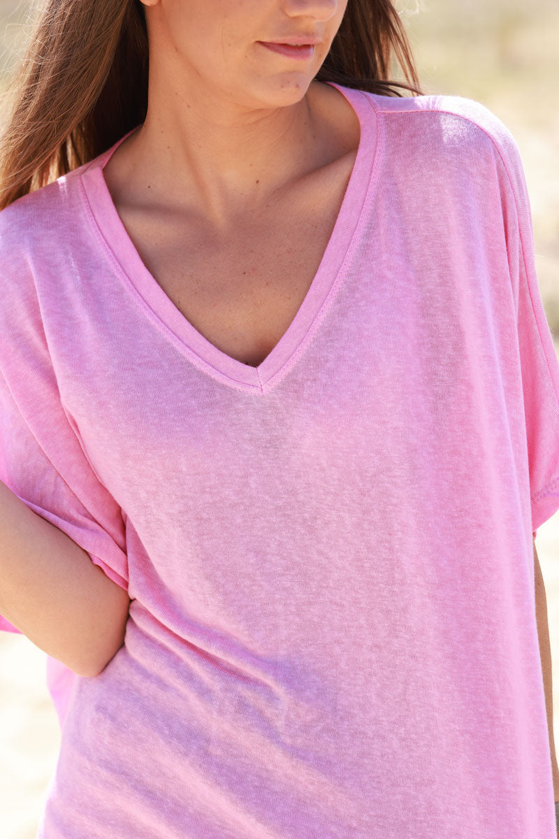 Pink Relaxed Fit Batwing Super Soft T-Shirt