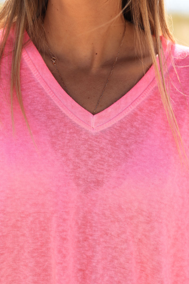 Flash pink relaxed fit batwing super soft t-shirt