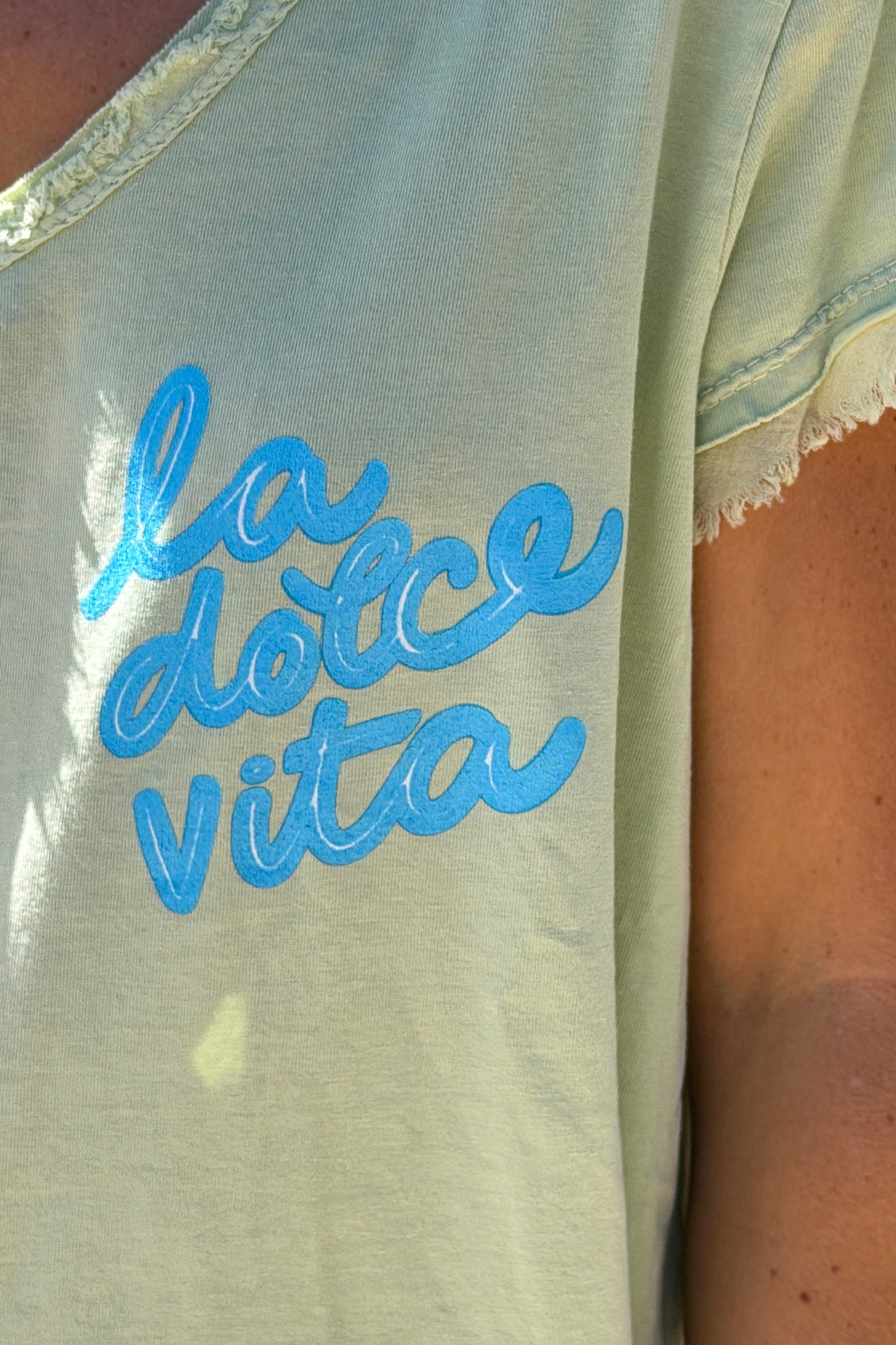 Tshirt vert sauge Dolce Vita finitions franges