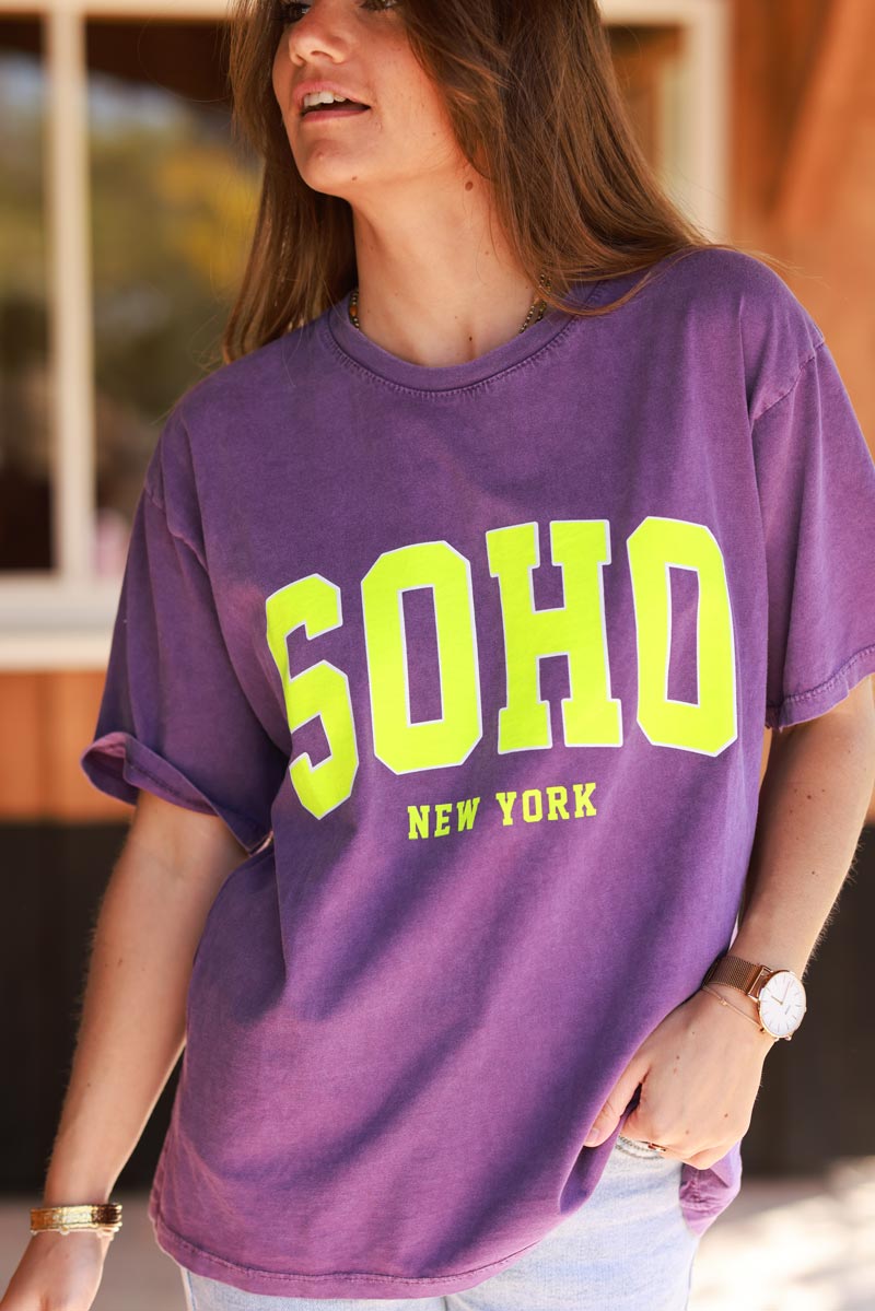 Purple SOHO New York Varsity Tee