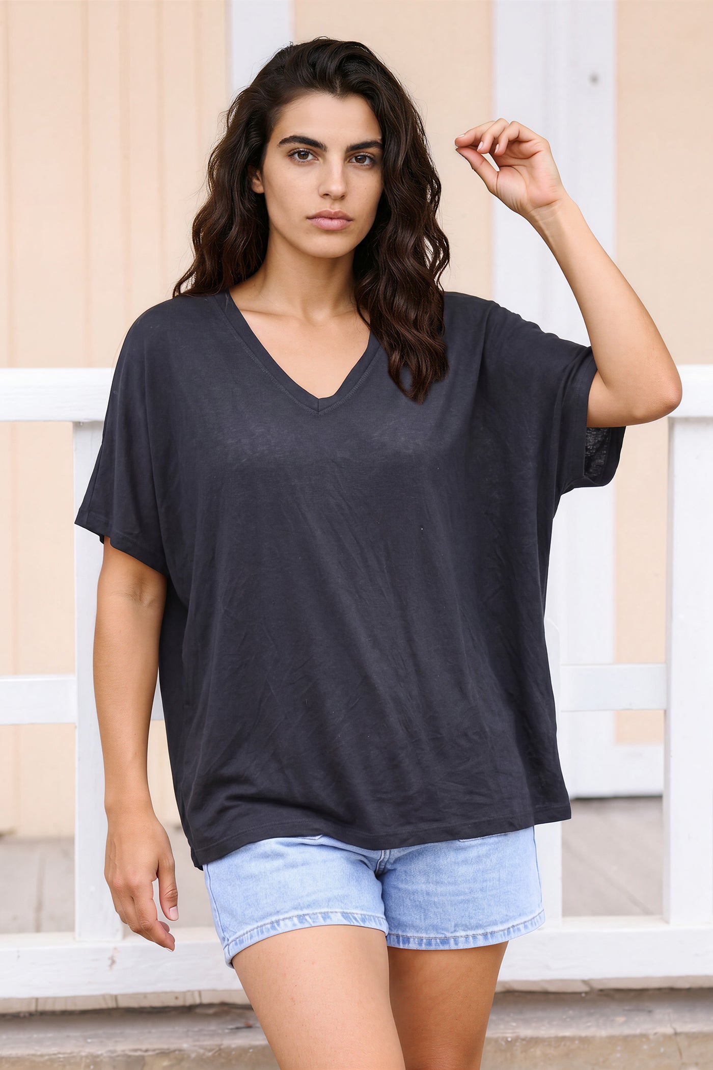 Black relaxed fit batwing super soft t-shirt