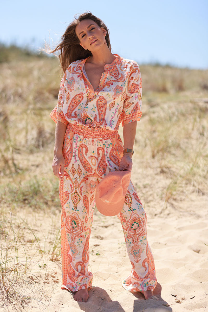Orange Boho Paisley Tunic
