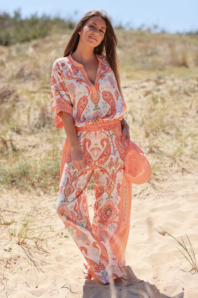 Orange Boho Paisley Tunic