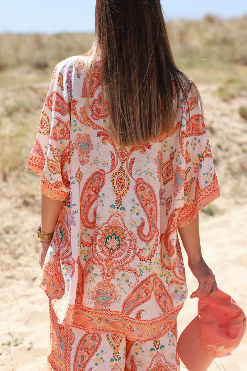 Orange Boho Paisley Tunic