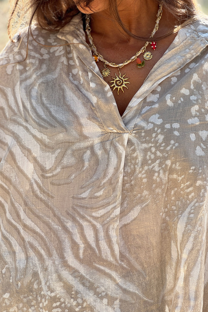 Beige Bleach Dye Blouse