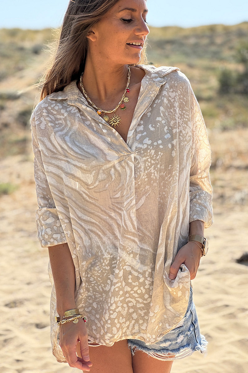 Beige Bleach Dye Blouse