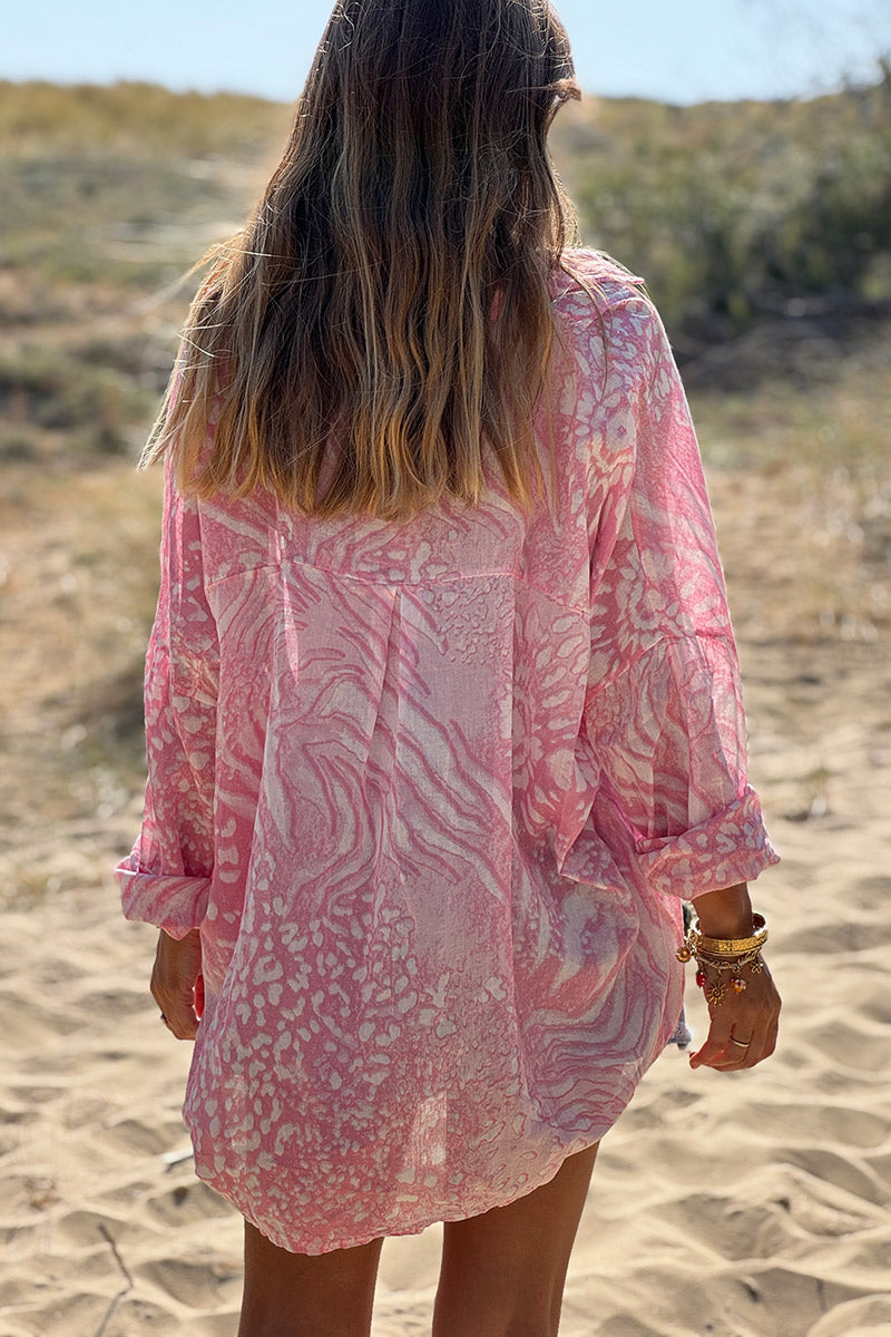 Pink Bleach Dye Blouse