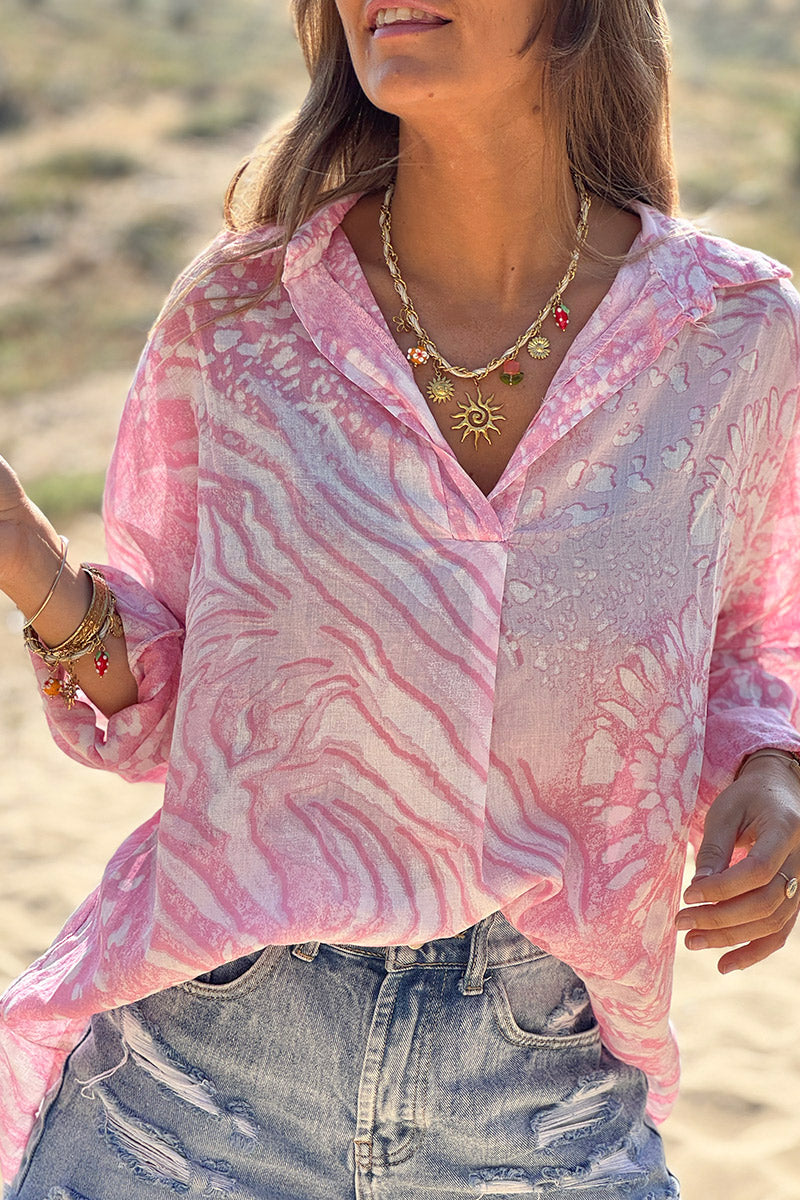 Pink Bleach Dye Blouse