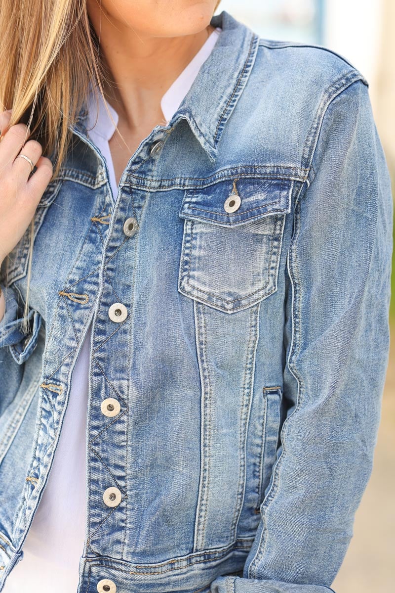 VESTE EN JEAN DÉLAVAGE CLAIR D045 (1)