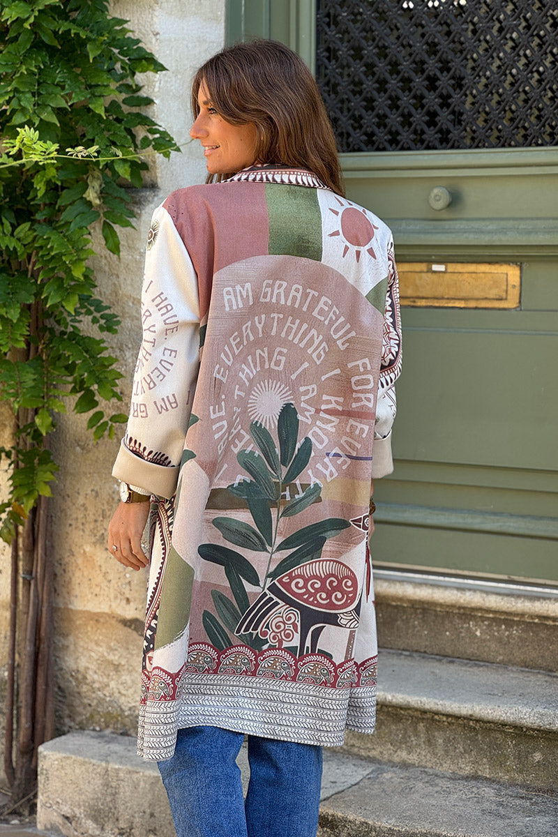 Cream Tropical Meditations Knit Duster