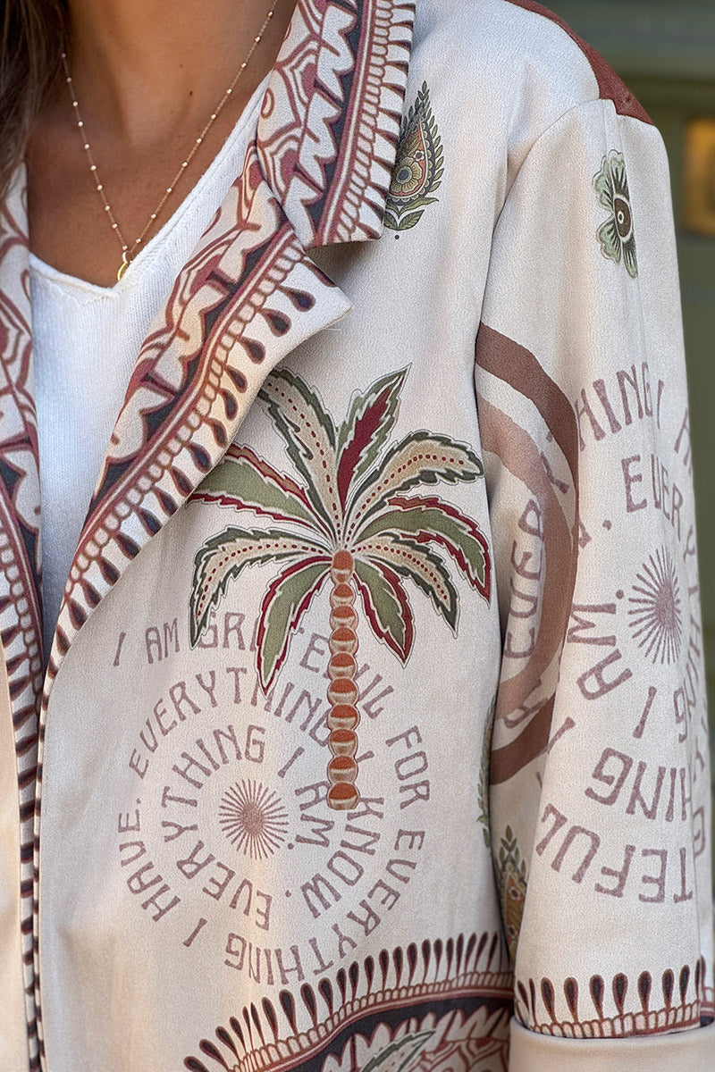 Cream Tropical Meditations Knit Duster