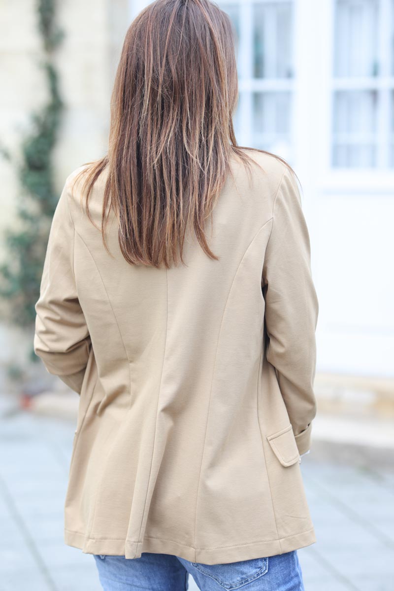 Veste de blazer camel souple et stretch g081 (1)