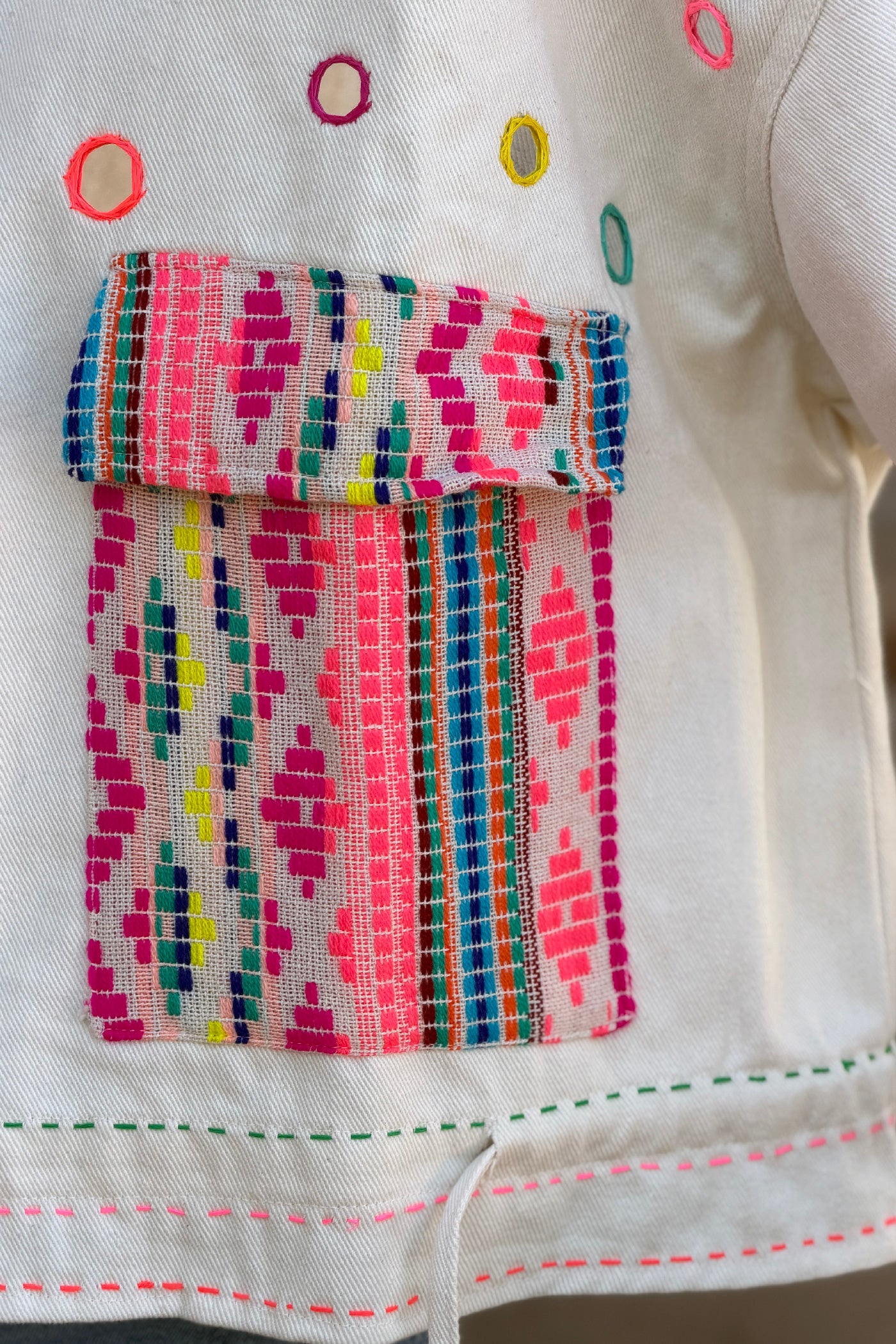 Beige Denim Neon Dreams Jacket