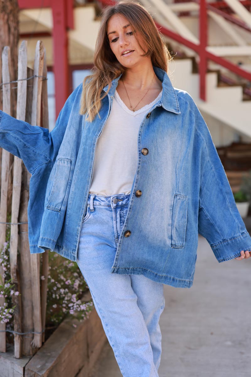Medium Wash Vintage Denim Coat