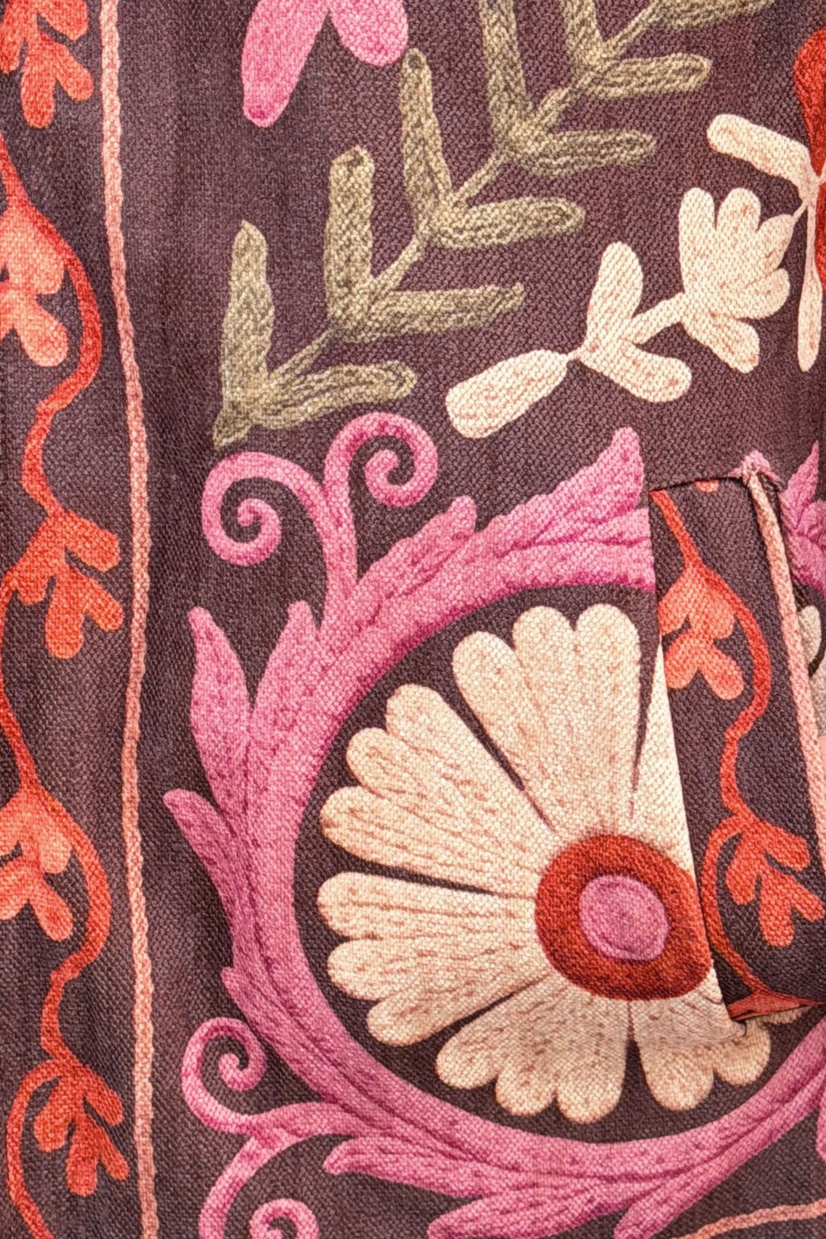 Chocolate Brown Folk Art Hooded Tapestry Jacket