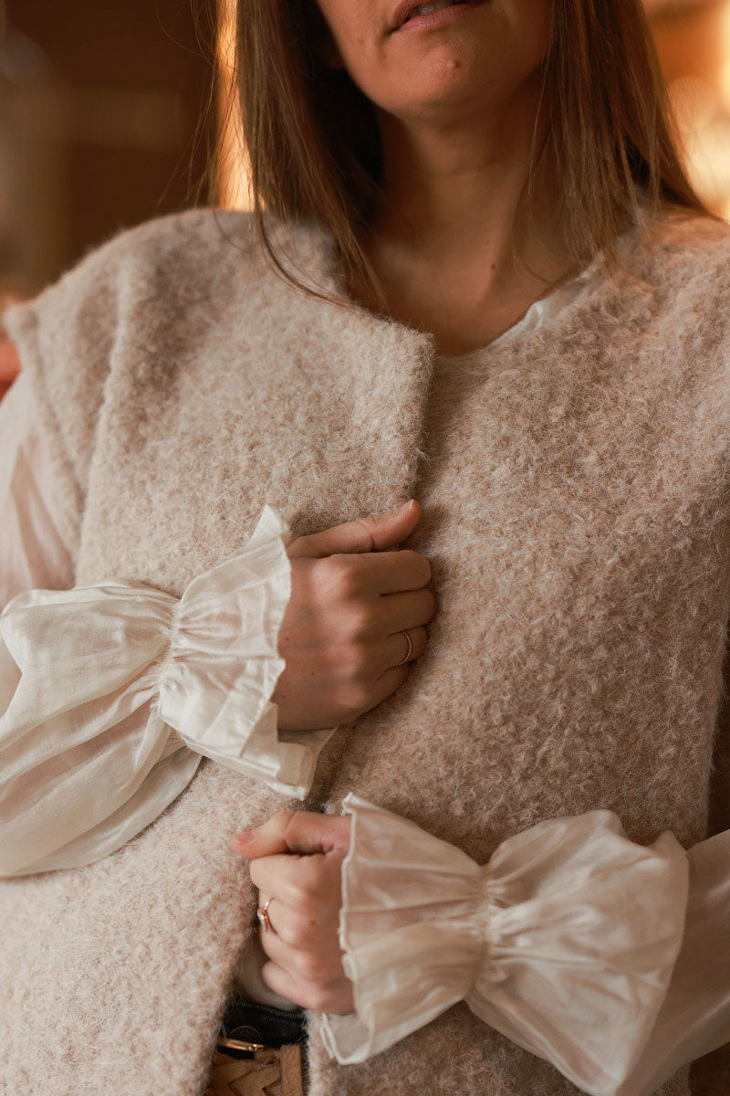 Beige Texture Knit Gilet