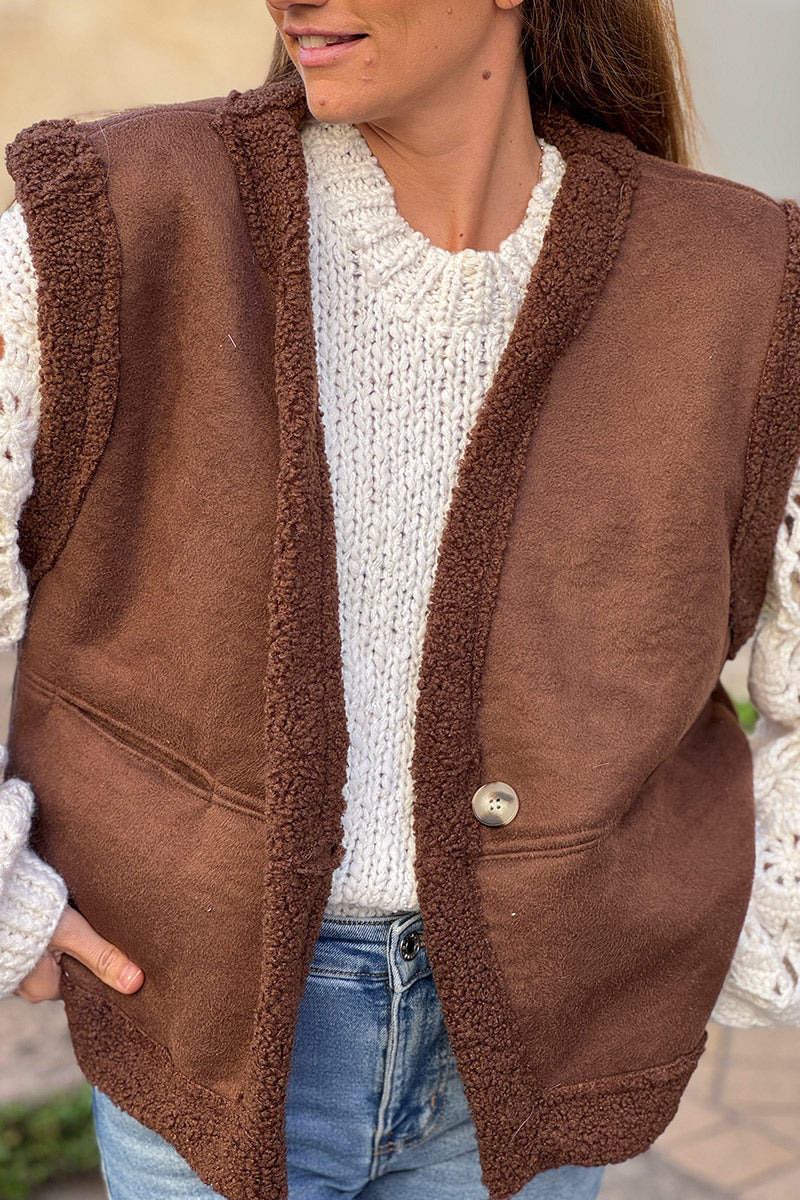 Brown Chocolate Sherpa Layering Vest