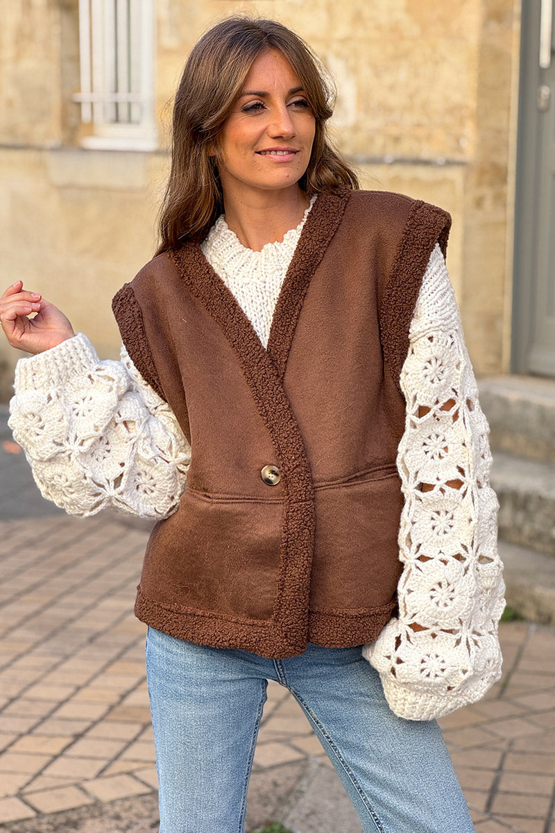 Brown Chocolate Sherpa Layering Vest
