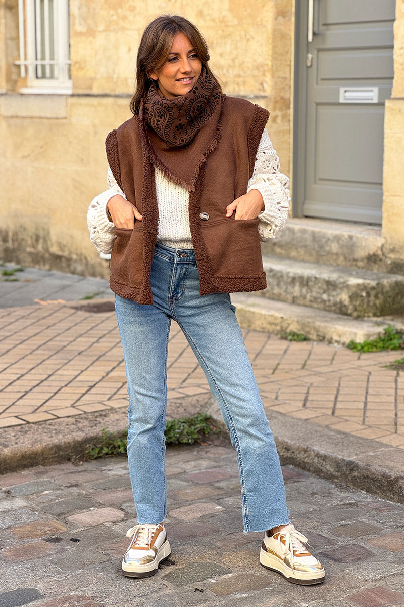 Brown Chocolate Sherpa Layering Vest