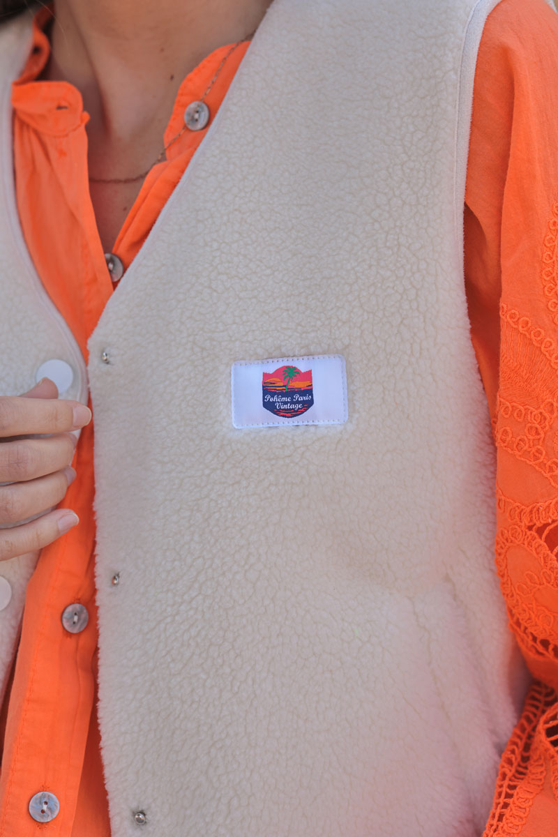 Cream Fleece Vest