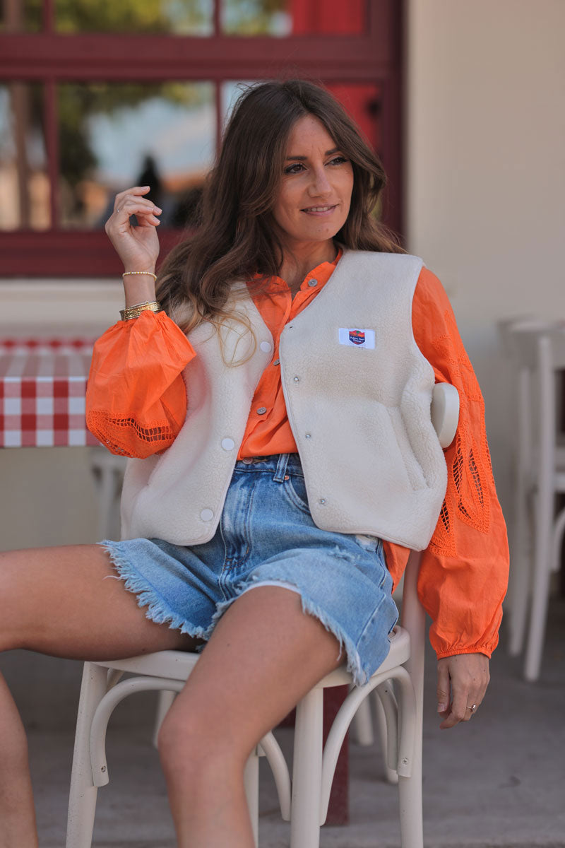Cream Fleece Vest