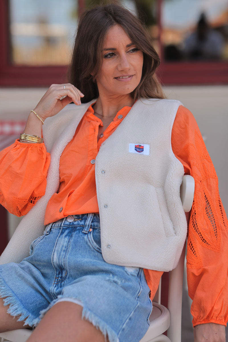Cream Fleece Vest