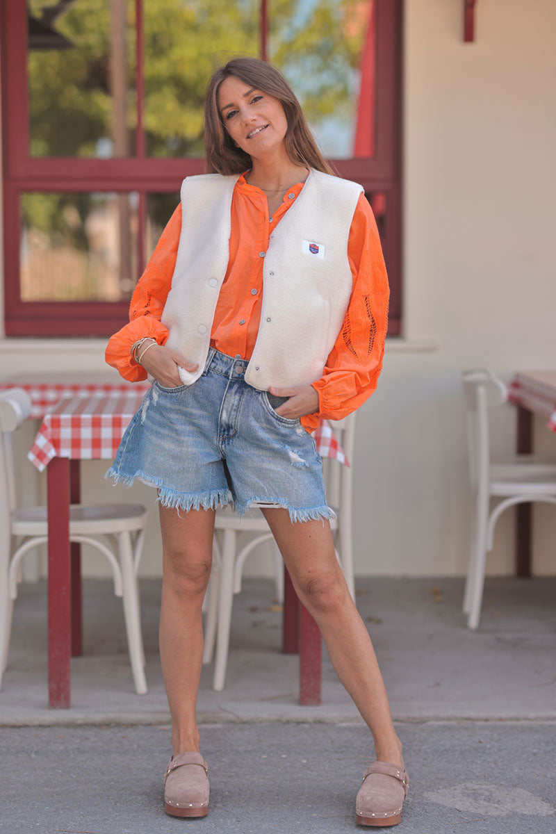 Cream Fleece Vest